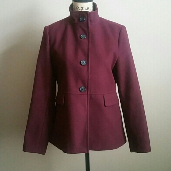 Old Navy Jackets & Blazers - Burgandy Maroon Wine Lined Pea Coat Jacket Large Winter Dark Academia